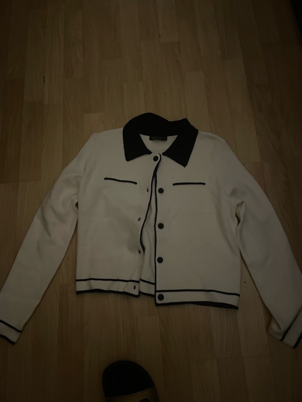 Emerson lang Contrast Collar Women's Jacket - Cream with Black Trim